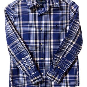 Ralph Lauren Blue and White Checkered Polo